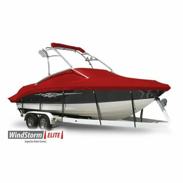 Eevelle Boat Cover SKI BOAT Tournament w/Tower w/ Outboard 19ft 6in L 102in W Red SBTURSKT19102B-JYR